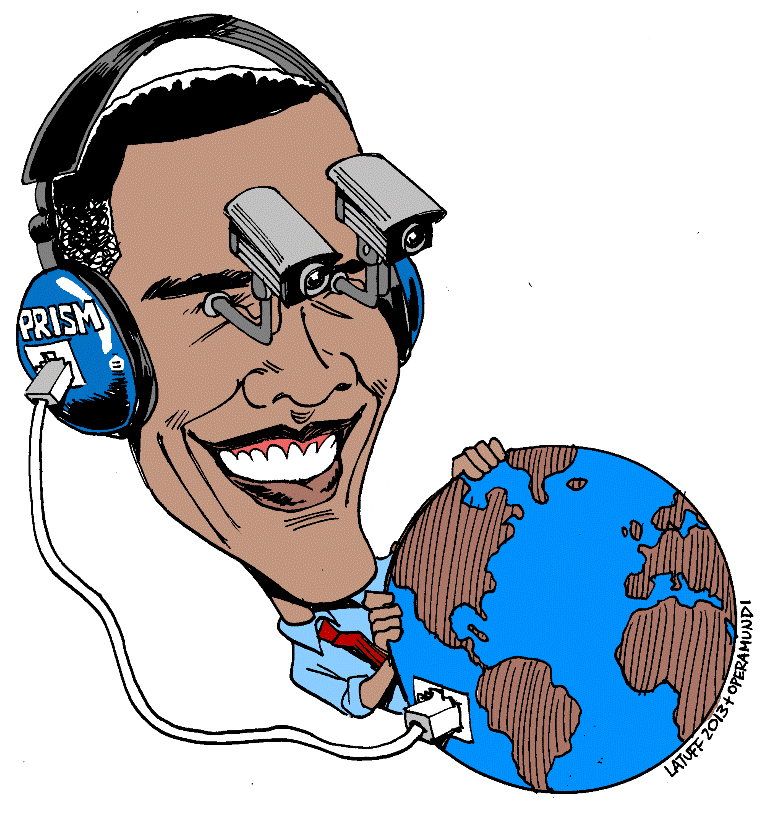 Obama Prism (Illustration by Latuff)