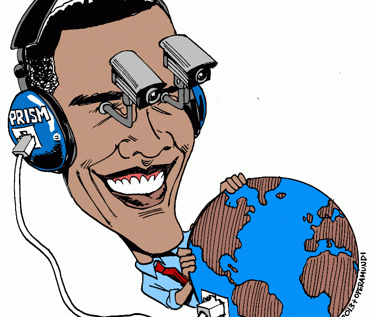 Obama Prism (Illustration by Latuff)